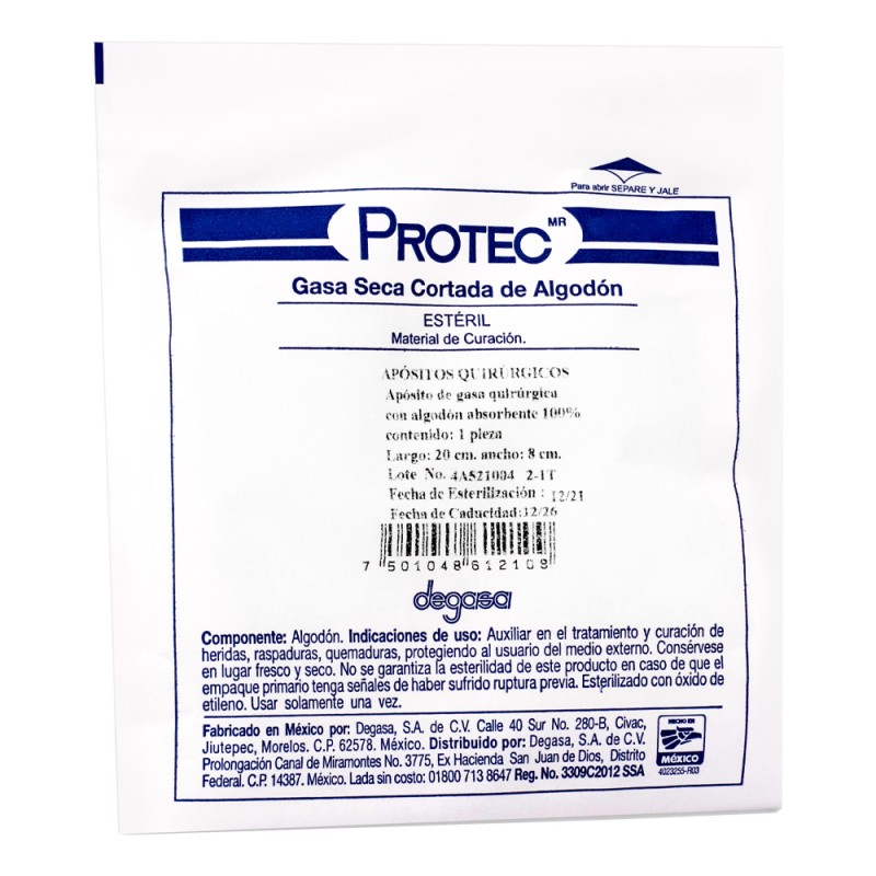 Apósito de gasa esteril 8 x 20 cm