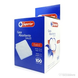 Gasa esteril 10x10cm caja de 100 unidades.
