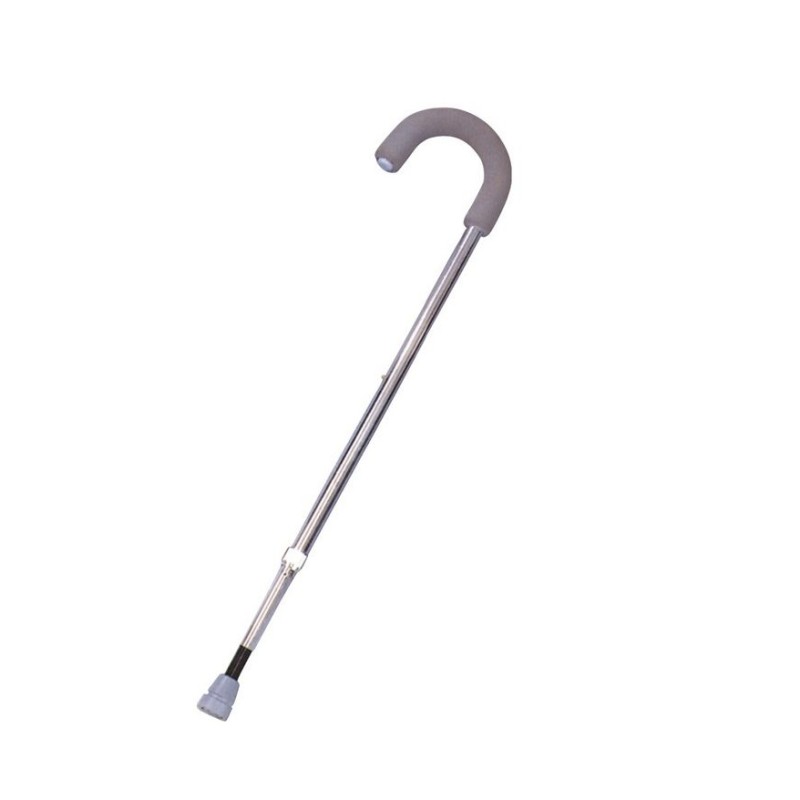 Bastón de Aluminio Mango Curvo Plateado 