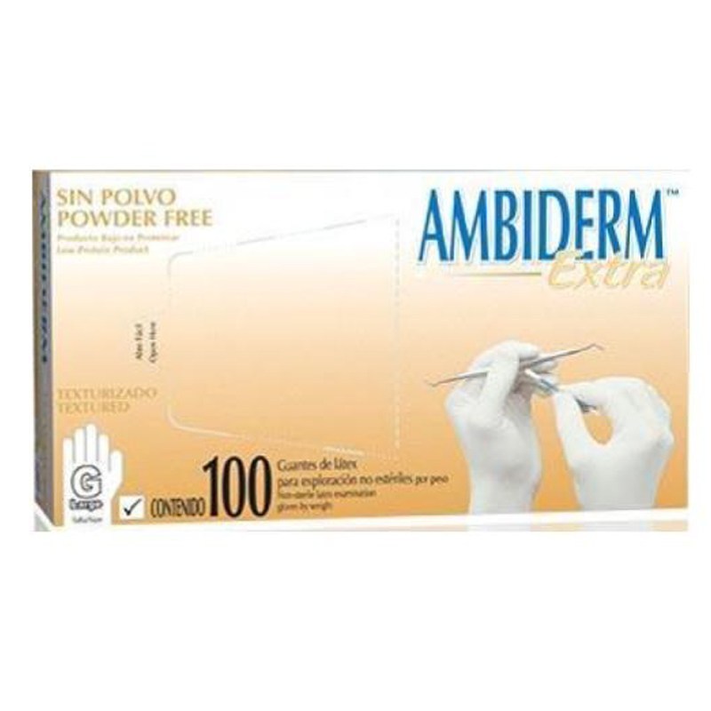 Guante Ambiderm de Látex Extra Texturizado Blanco 